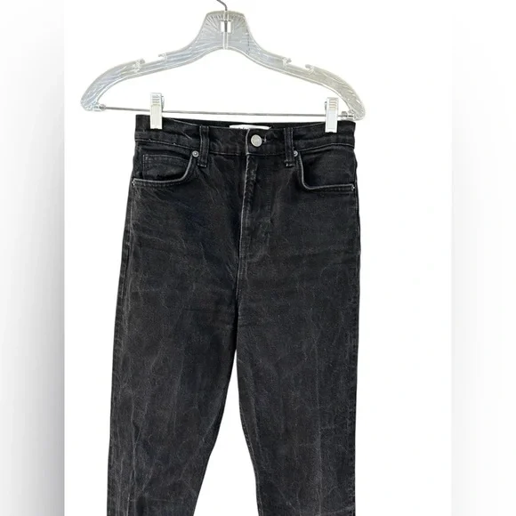 Reformation Liza Slit Hem Ultra High Rise Straight Long Jeans - Size 25 - Black - Picture 9 of 14